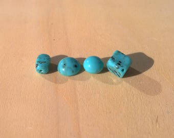 Vintage glass turquoise beads/rhomboid shape/half circle/glass turquoise cabochons