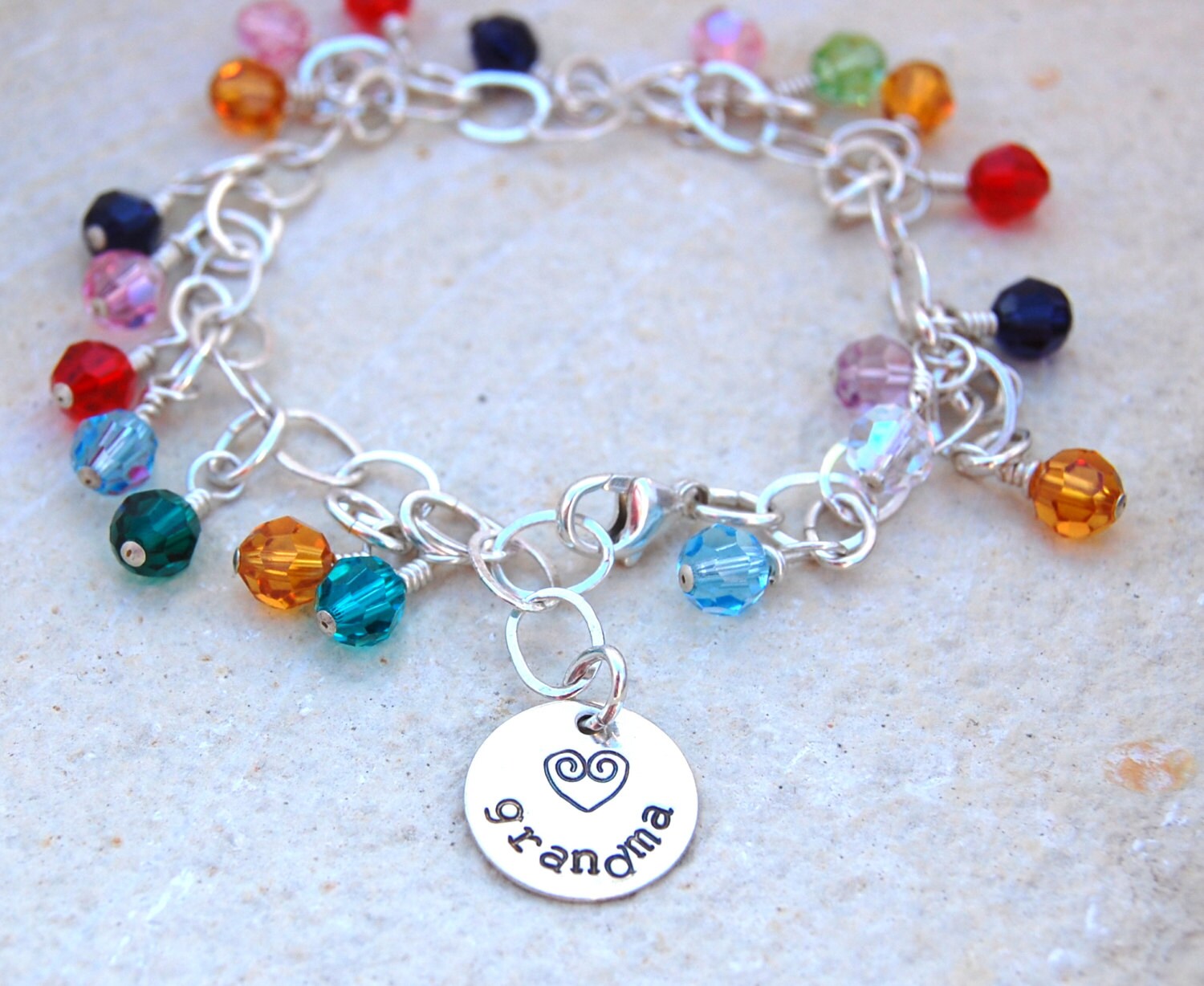 Blessed Grandma Sterling Silver Charm Bracelet with grandkids