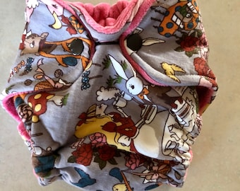 Alice in Wonderland Newborn fitted cloth diaper