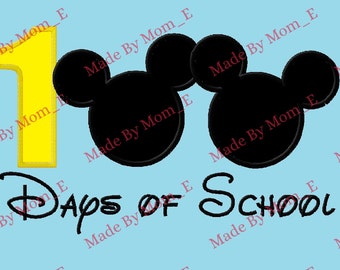 Mr Mouse 100 Days of School Applique