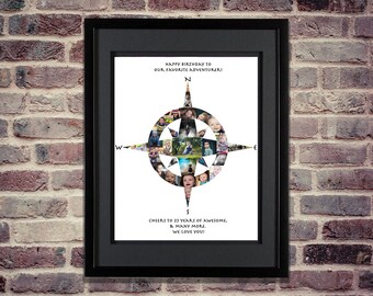Compass Wall Art | Personalized Compass | Compass SVG | Compass Rose | Nautical Decor | Compass Photo Collage