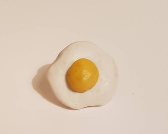 Handmade polymer clay fried egg pin