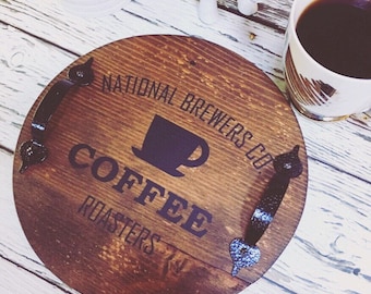 Wooden Serving Tray, Hand Painted