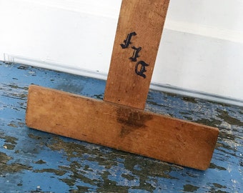 Vintage Wood T-Square Artist Ruler Measure Branded Letters DLF