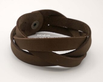 Mystery Braid 25 mm nubuck brown Leather braided bracelet, leather cuff, hand band, gift for men wristband, leather jewellery