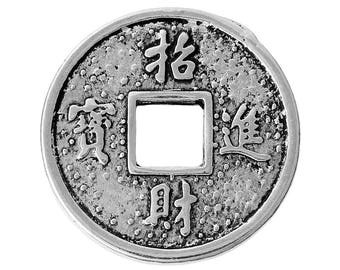 20 Asian piece 20mm silver metal charms