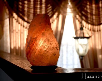 Hazantree Himalayan Salt lamp, 100% Natural 4 to 6 lbs Small salt rock lamp, Ionizer Lamp, Flat Shipping with UL certified dimmer cord