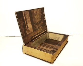 Hollow Book Safe Armageddon Society Cloth Bound vintage Secret Compartment Security hiding place