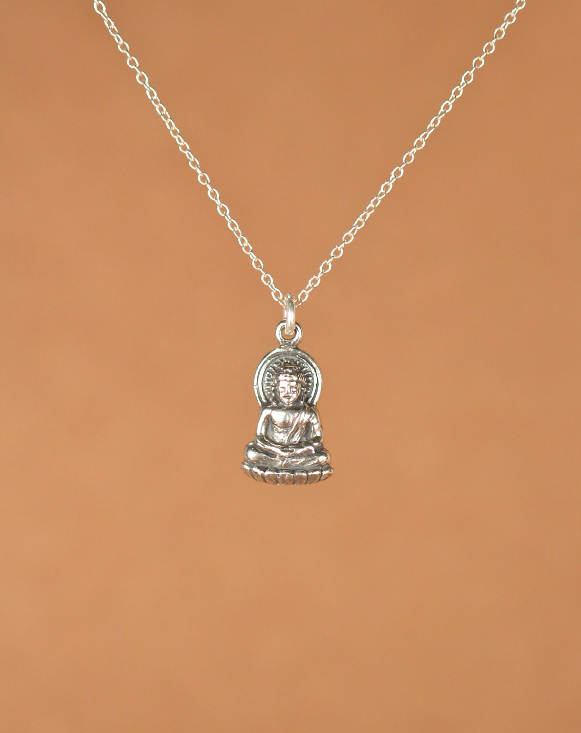 Buddha necklace - silver buddha necklace - yoga necklace - gautama ...