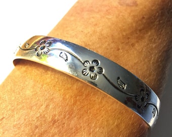 Tibetan Silver Flower Bangle Bracelet