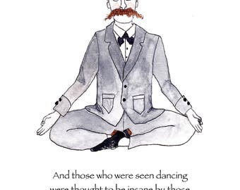 Friedrich Nietzsche card, Nietzsche yoga card, Nietzsche quote note card, Nietzsche greeting card, Nietzsche gift, Nietzsche illustration