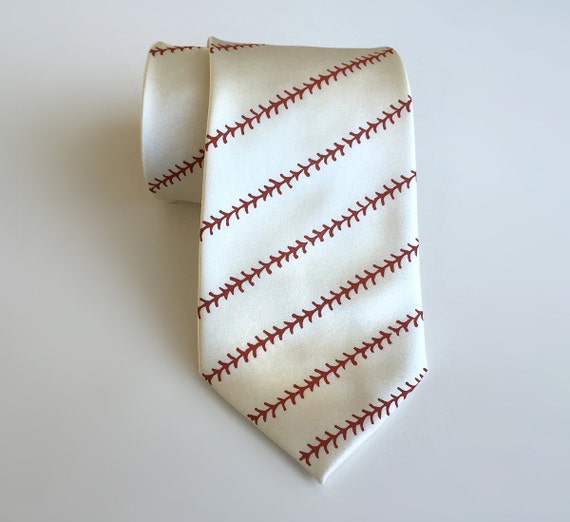 Baseball necktie - baseball stitching print men's tie