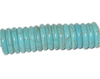 14mm Turquoise Heishi Beads - 14 beads