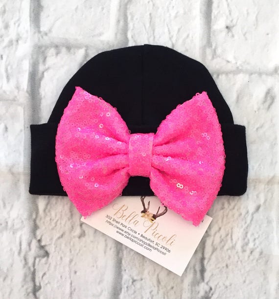 Newborn Hats Sequin Bow Newborn Hats Newborn Girl Hats