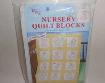 Jack Dempsey Needle Art Stamped Nursery Quilt Blocks 9"X9" 12/Pkg-Vintage Kittens #300-114