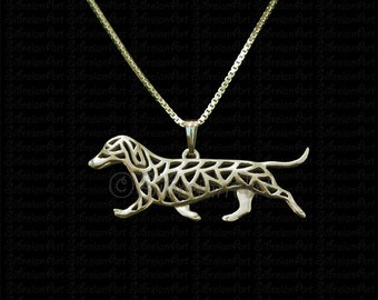 Dachshund movement - Gold pendant and necklace