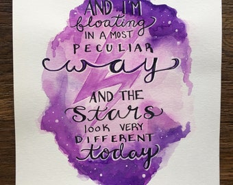Space Oddity inspired original watercolor 8x10