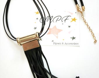 Leather fringe necklace