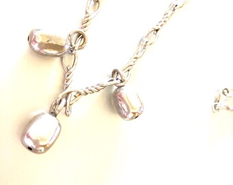 Vintage Designer Silver Twisted Chain with Sterling Silver Nuggets Necklace
