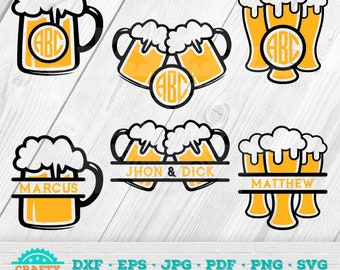 Beer SVG,Beer Mugs Svg,Cheer Monogram, Beer Time, Relax Time, Instant Download 11