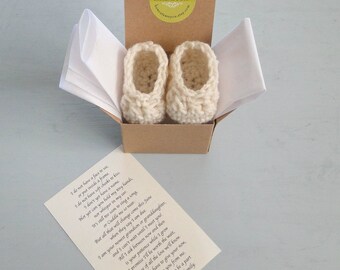 Grandparent Pregnancy Announcement, Grandparent Poem, BOOTIES IN A BOX®, Baby Boy or Girl Booties