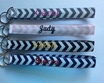 Personalized Chevron Wristlet Keychain