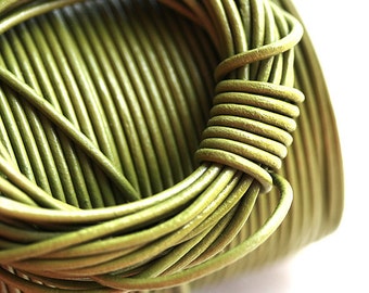 1.5mm Round Leather cord - Pistachio Green - 10 feet, LC041