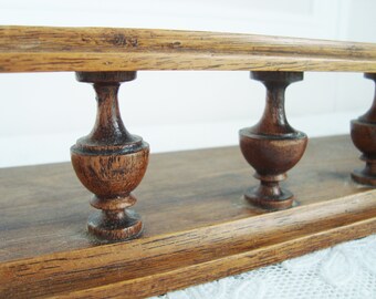 Antique French Wooden shelf, Turned wood shelf, Wooden pediment, Furniture topper, French country, Decorative shelf, Architectural salvage