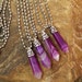 Amethyst & Quartz Crystal Point Antiqued Silver Bail Gemstone Natural Crystal Healing Chakra Pendant Necklace