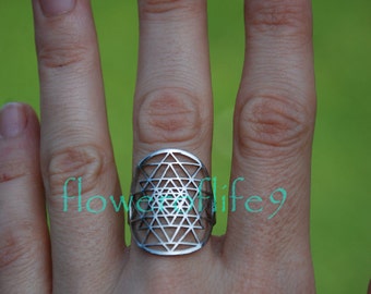 Sri Yantra ring - Stainless Steel