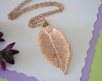 Rose Gold Rose Leaf Necklace, Real Leaf Necklace, Rose Leaf, Rose Leaf, LC23