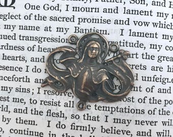 St. Joan of Arc Rosary Center - Bronze or Sterling Silver - Vintage Rosary Center Replica - Made in the USA (R53-437)