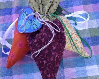 Rainbow Carrot drawstring bags, set of three