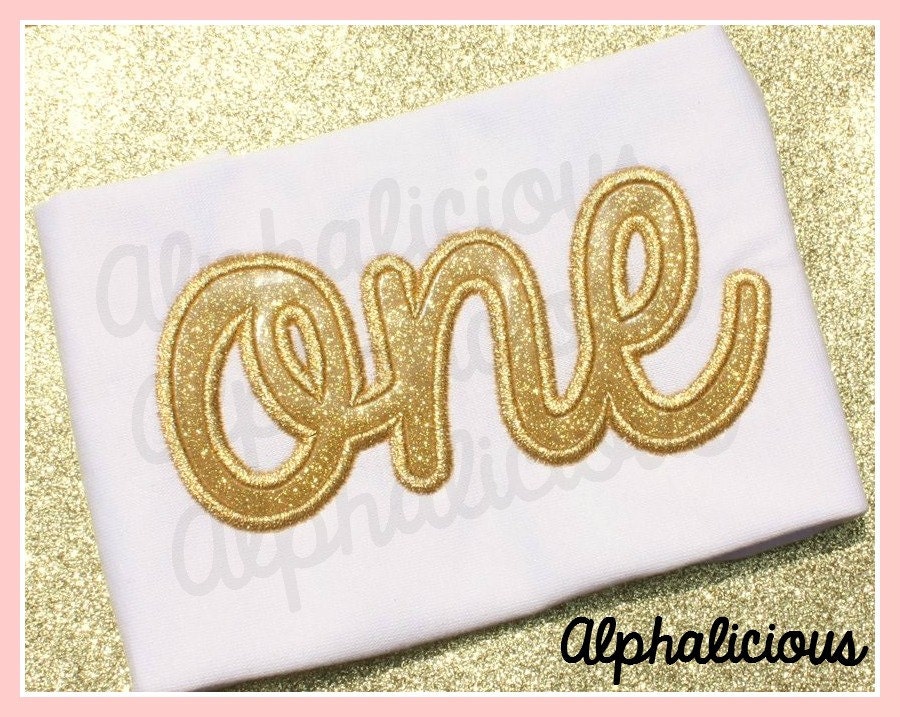 one cursive applique fontdesign