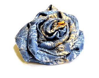 Blue Necktie Flower Brooch, Eco Chic Upcycled Mens Neck Tie Fabric Corsage, Necktie Art Flower Lapel Pin itsyourcountry