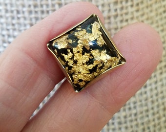 Vintage Goldflake Hickok Miners Cufflink, single cufflink, gold flakes