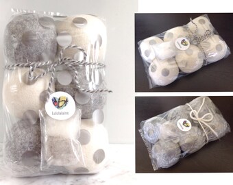Wool dryer balls, 8cm. Set of 3, 4 or 6 Felt Balls, 100% Wool, Natural white or Gray, Hypo-Allergenic, Dye-Free, 8 cm