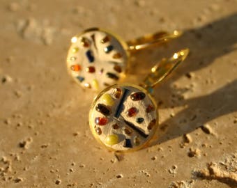 Pair of earrings in fall colors glass beads.