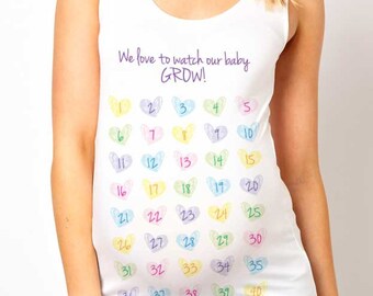 Week By Week Heart Countdown Maternity Tank