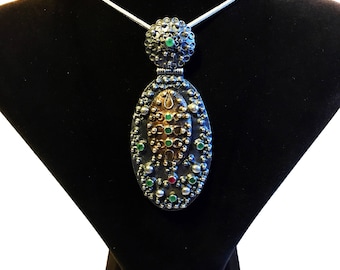 Sterling Silver Necklace with Synthetic Crystals