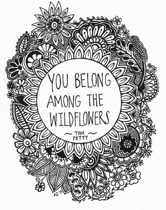 Download You Belong Among the Wildflowers 8.5x11 ink drawing
