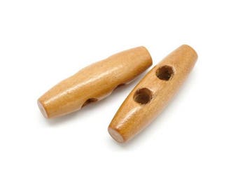 10 buttons wand wood 40x12mm 2 holes set M03401