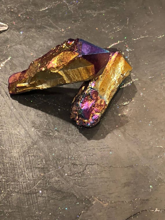 Large Rainbow Aura Quartz Points, Raw Titanium Aura Quartz Cluster, Aura Quartz Point, Rainbow Titanium, Raw Quartz, Metaphysical