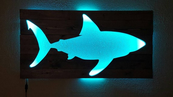 Shark Wall Art Wood Shark Fish Cutout With Remote Control