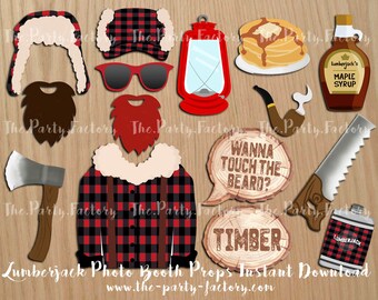 Lumberjack Photo Booth Props Instant Download, Digital File, Printables