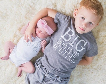 Big Brother and little sister matching shirt and bodysuit | big brother little sister | new baby gift | family photos | gender reveal |