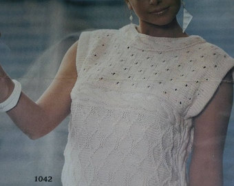 Summer Sweater Knitting Pattern Women Tessan 23 Sizes 34 to 44 Inches English French Vintage Paper Original NOT a pdf