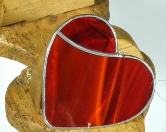 Red Stained glass Heart Suncatcher & Window ornament