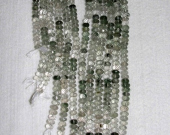 Rutilated Quartz, Green Rutilated, Faceted Rondelle, Grade AA, Semi Precious, Gemstone Rondelle, Natural Stone, Half Strand, 6.5-7mm