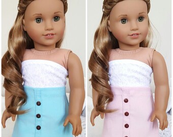 18 inch doll corduroy skirt | pink and blue corduroy skirt